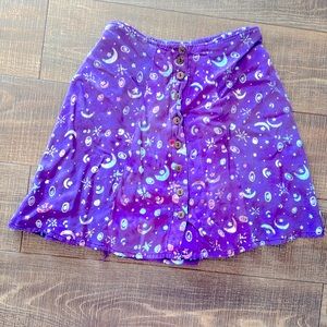 1990s Rare Celestial Crescent Moon Print Skirt